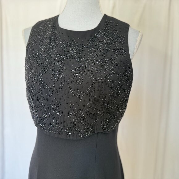 MariAnna Vintage Black Beaded Long Formal Bodice sleeveless Evening Dress Size 8 - Picture 3 of 10